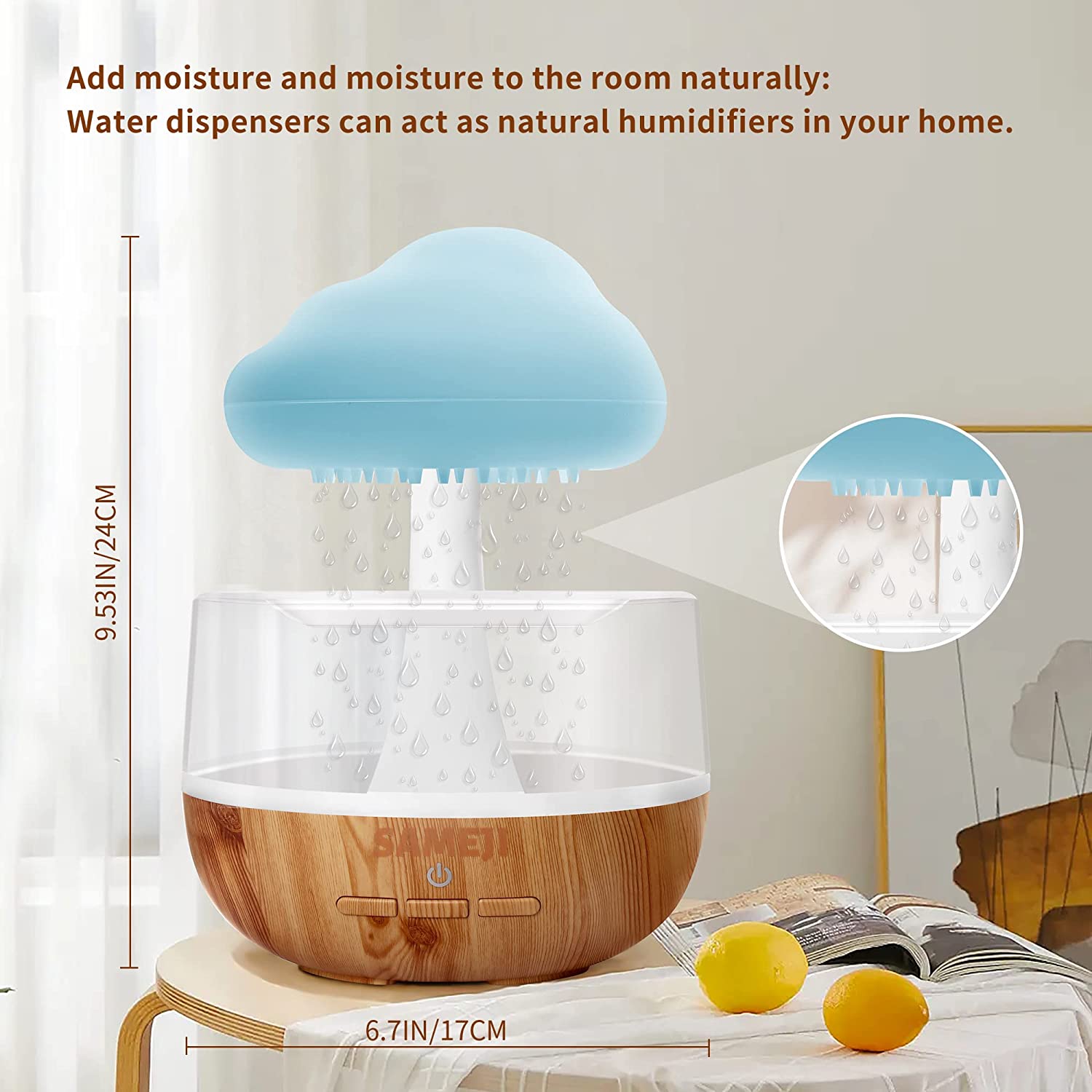 Raindrop Humidifier Essential Oil Aromatherapy Diffuser 500ml - Rain Cloud  Humidifier