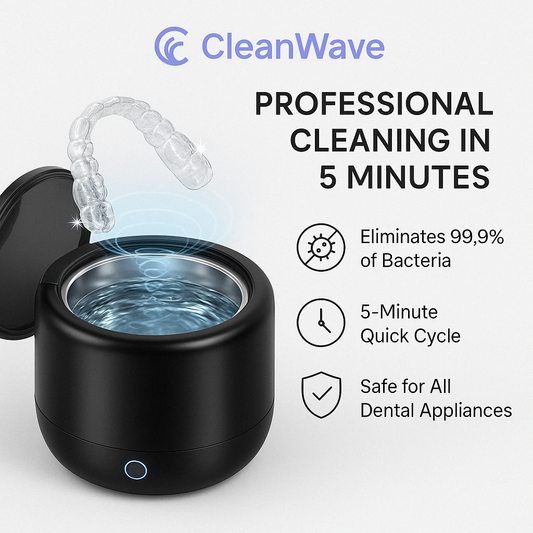 CleanWave Ultrasonic Dental Cleaner | 99.9% Germ Removal | 5-Min Sparkling Clean