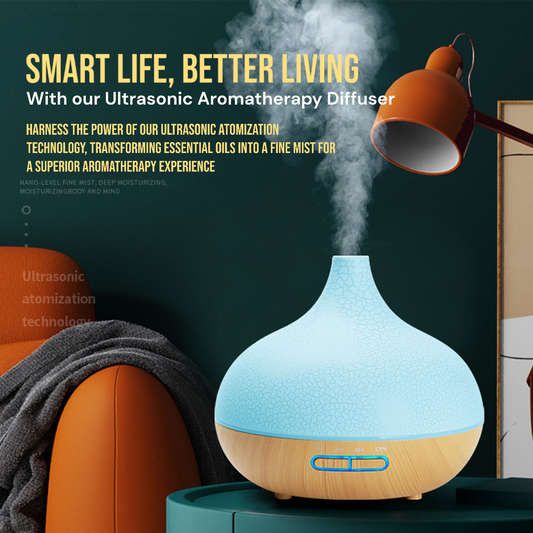 Ultrasonic Aromatherapy Diffuser - 400ml Essential Oil Diffuser & Cool Mist Humidifier - Perfect for Yoga, Bedroom, Office, Spa