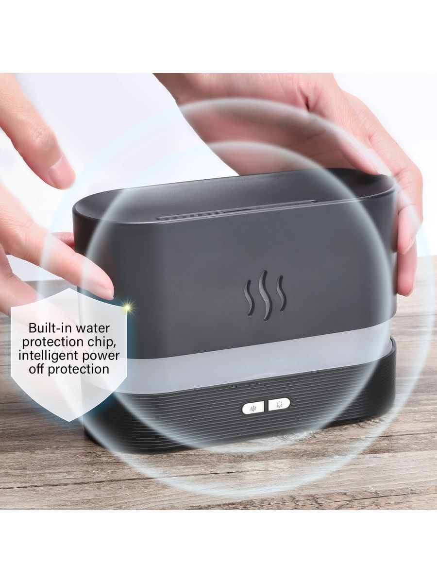 Ultrasonic Flame Diffuser - Aromatherapy & LED Light Show in One Compact Design-Off & 2 Brightness Modes - Perfect for Home, Office, Spa, Gym - 180ml Capacity