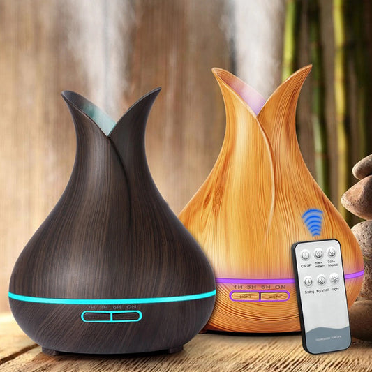 550ML Ultrasonic Essential Oil Diffuser - Wood Grain Air Humidifier & Aromatherapy Diffuser with Auto Shut-Off Function for Home, Office, Yoga Room