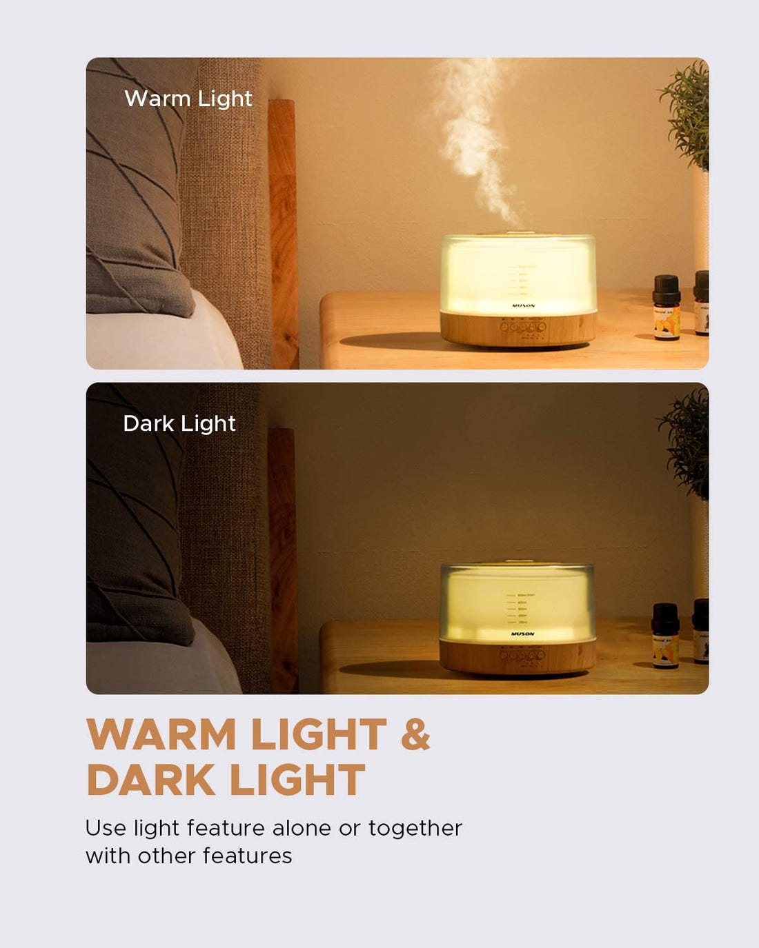 2-in-1 Essential Oil Diffuser & Sound Machine - Ultrasonic Aromatherapy Humidifier with Natural Sound Music and Warm Night Light - BPA-free & Auto-Shutoff