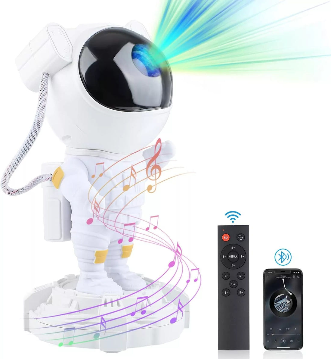 Astronaut Starry Sky Projector Lamp: Rechargeable Galaxy Light with Custom Atmospheres | LuaPer