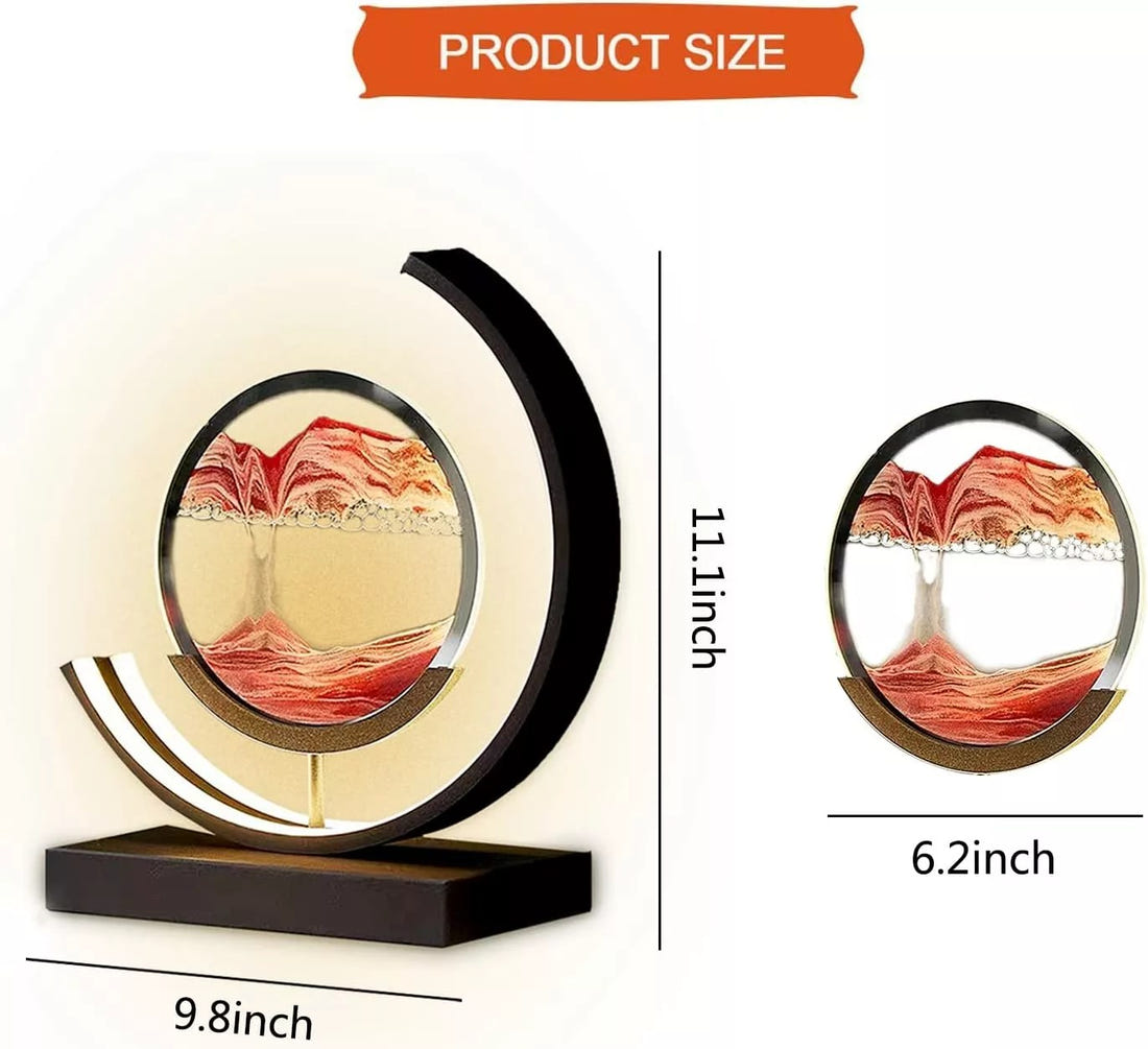 Sand Art Lamp: LED Hourglass Table Lamp with 3D Art Display, Stand & Remote - Perfect Tranquil Home Decor