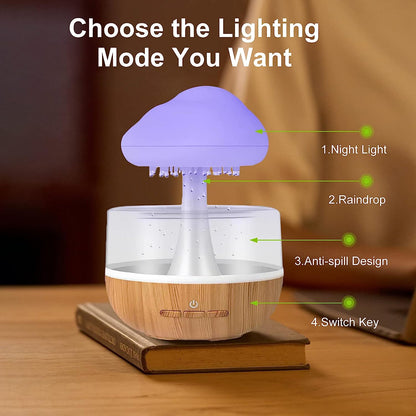 Rain Cloud Humidifier & Aromatherapy Oil Diffuser: Enhanced Sleep and Stress Relief, Modern Design -LuaPer