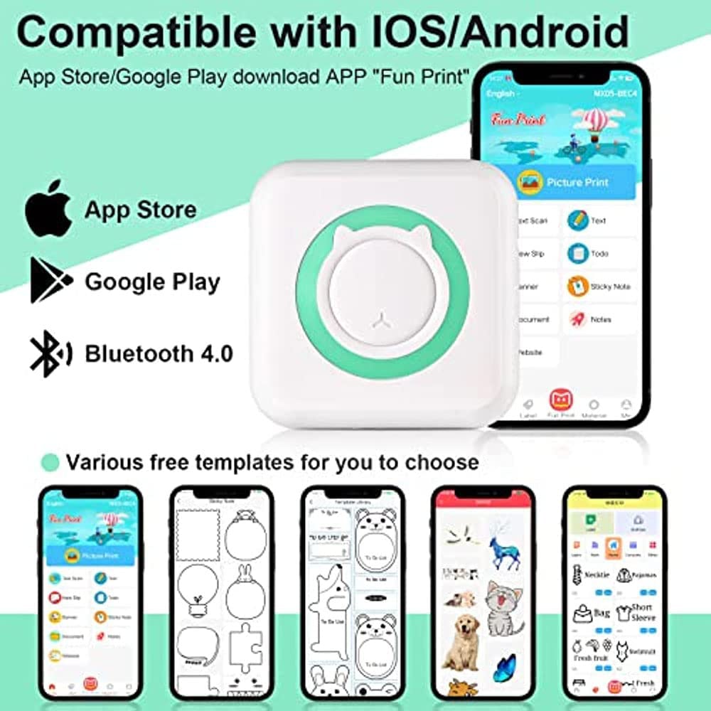 Compact Wireless Printer - Efficient Mobile Memo, Photo, Label Printer