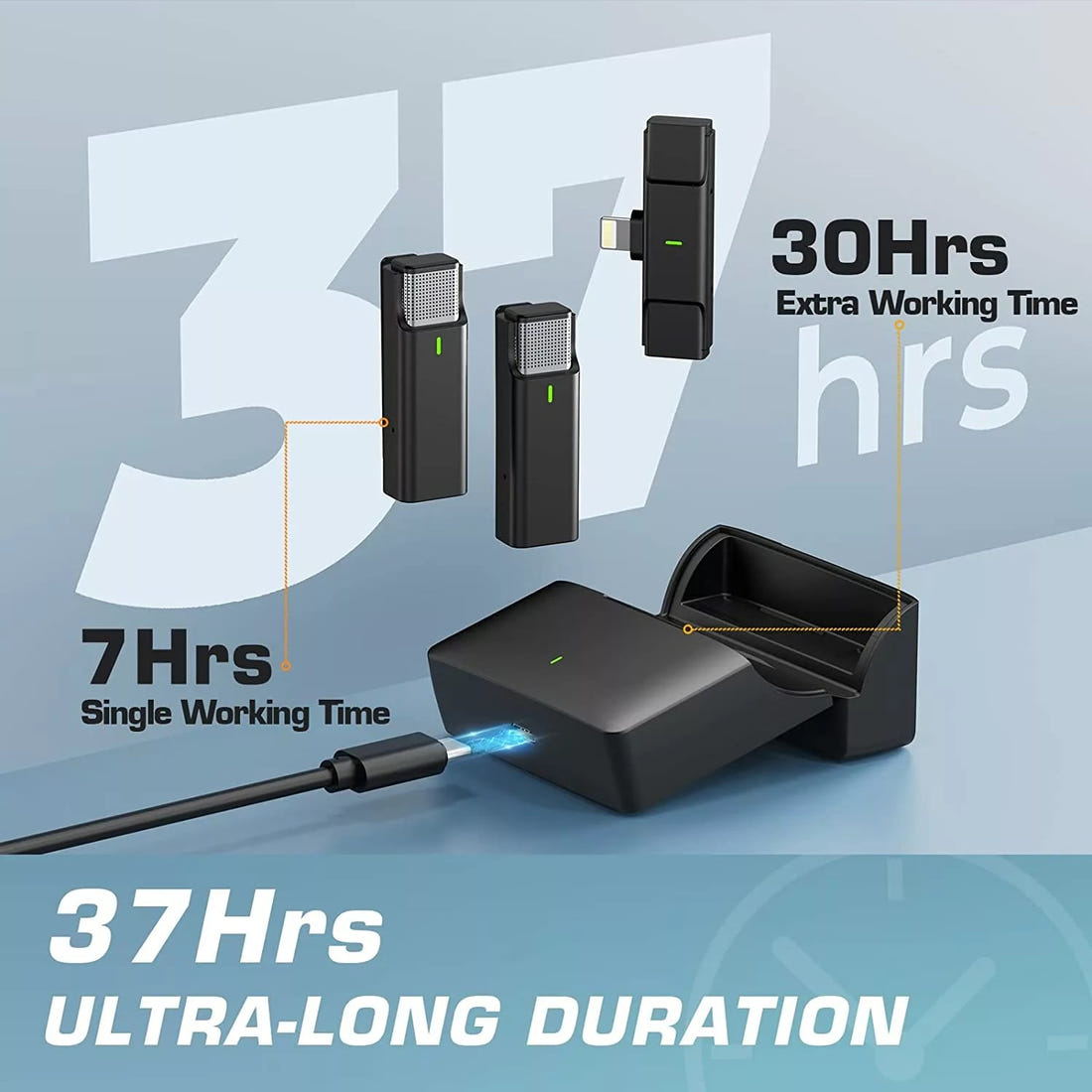 2023 Wireless Dual Lavalier Microphone Set with USB & Charging Case - Intelligent Noise Reduction, Android & Type-C Compatible
