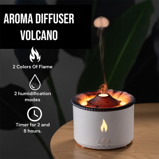 Flame Air Diffuser - Ultrasonic Oil Volcano Diffuser with Auto-Off Protection and Advanced Fogging Technology - 360mL