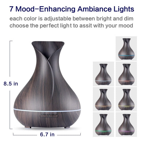 550ML Ultrasonic Essential Oil Diffuser - Wood Grain Air Humidifier & Aromatherapy Diffuser with Auto Shut-Off Function for Home, Office, Yoga Room