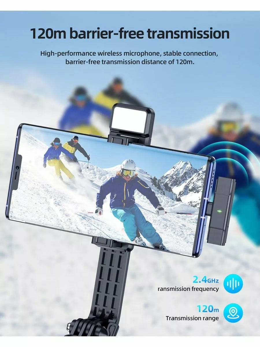 2023 Wireless Dual Lavalier Microphone Set with USB & Charging Case - Intelligent Noise Reduction, Android & Type-C Compatible