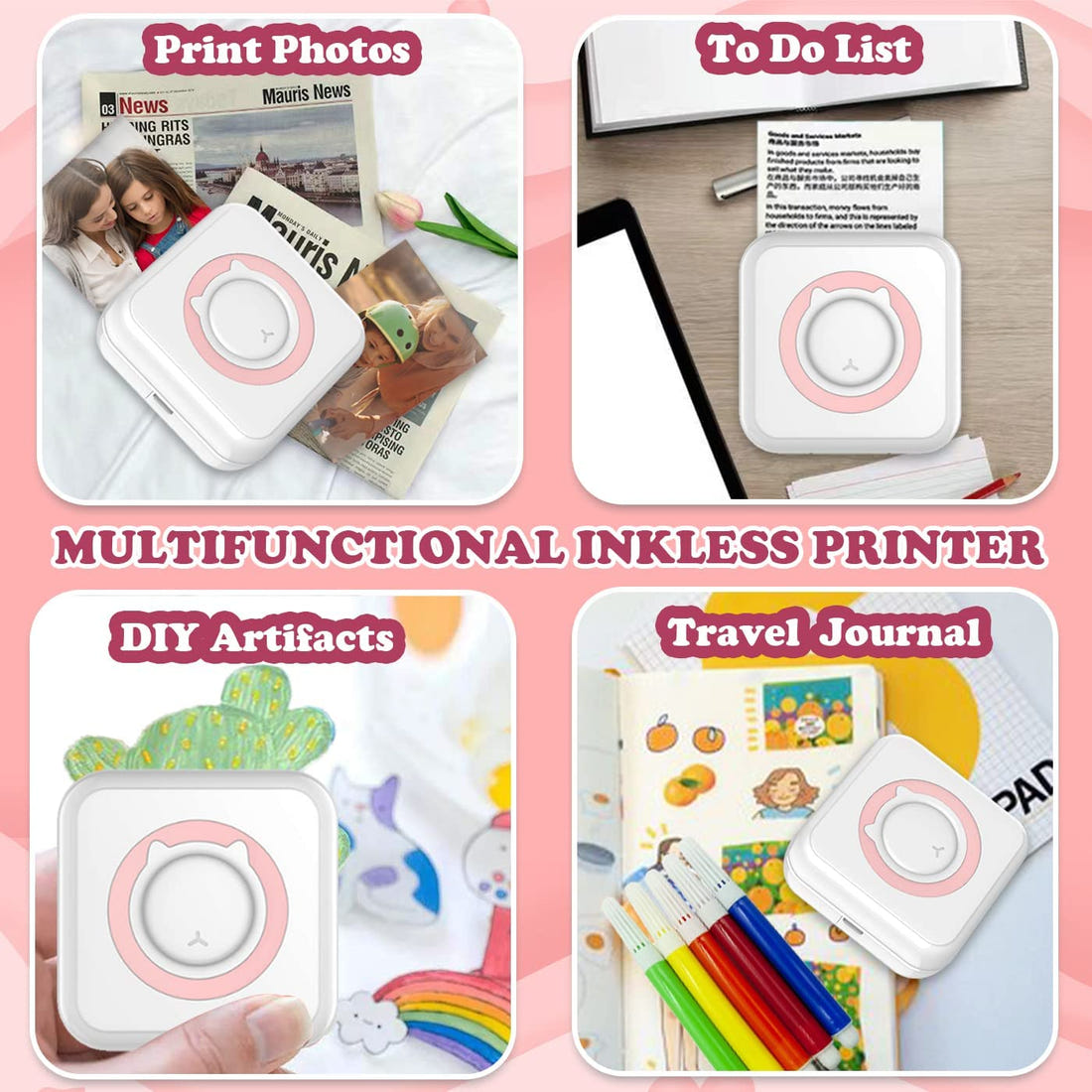 Compact Wireless Printer - Efficient Mobile Memo, Photo, Label Printer