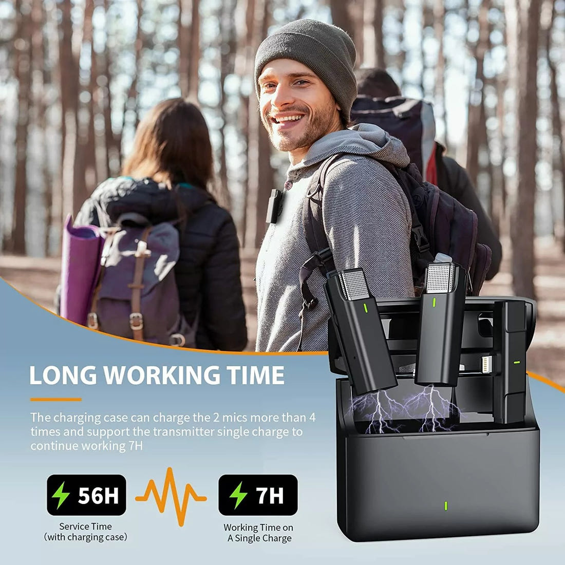 2023 Wireless Dual Lavalier Microphone Set with USB & Charging Case - Intelligent Noise Reduction, Android & Type-C Compatible