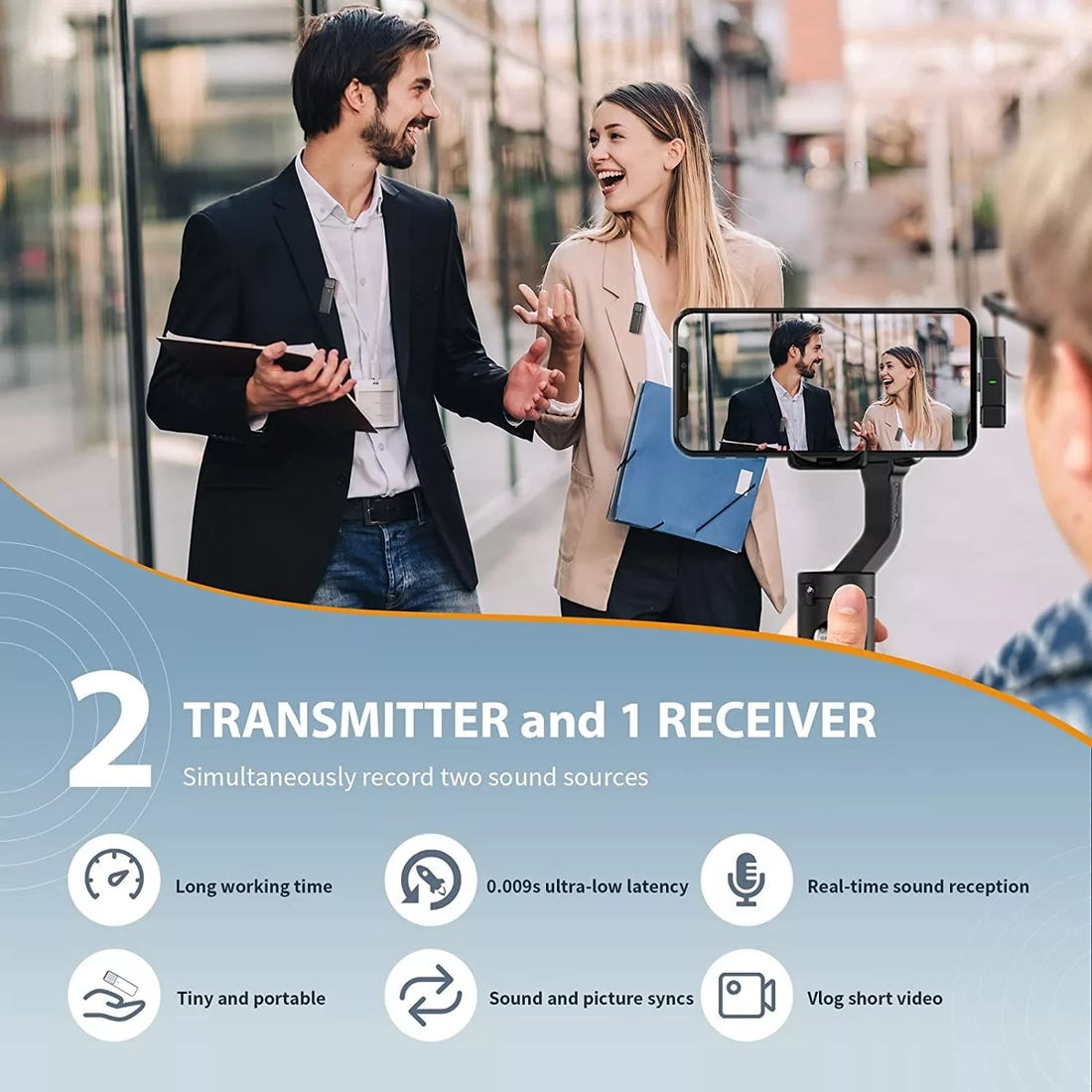 2023 Wireless Dual Lavalier Microphone Set with USB & Charging Case - Intelligent Noise Reduction, Android & Type-C Compatible