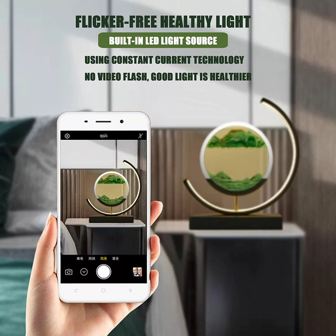 Sand Art Lamp: LED Hourglass Table Lamp with 3D Art Display, Stand & Remote - Perfect Tranquil Home Decor