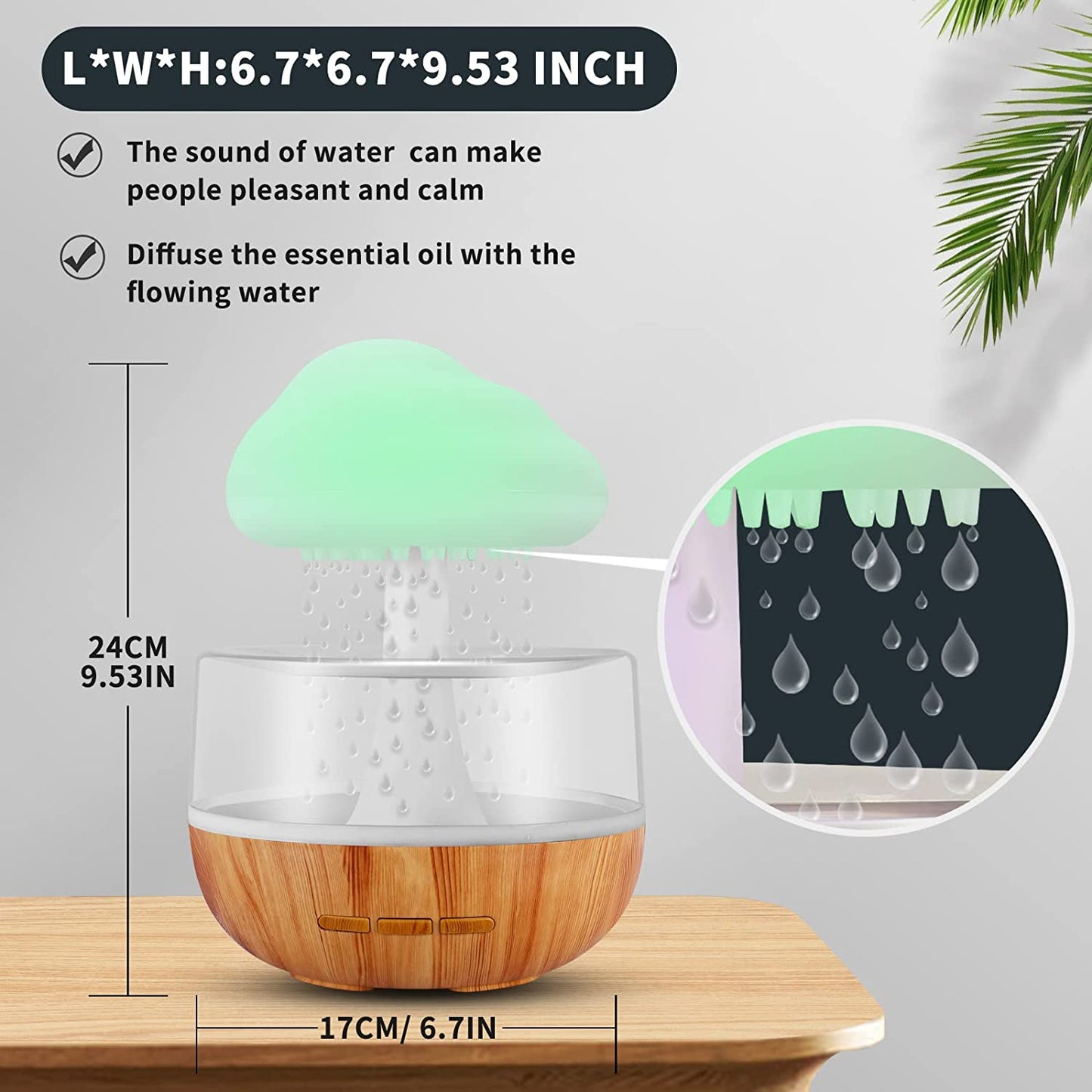 Rain Cloud Humidifier & Aromatherapy Oil Diffuser: Enhanced Sleep and Stress Relief, Modern Design -LuaPer