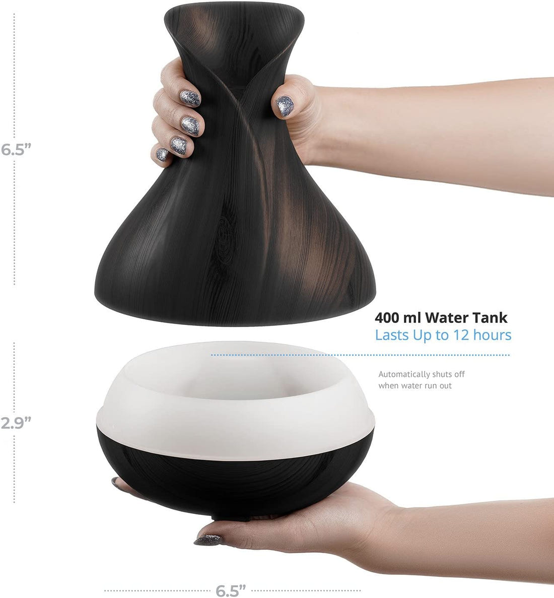 550ML Ultrasonic Essential Oil Diffuser - Wood Grain Air Humidifier & Aromatherapy Diffuser with Auto Shut-Off Function for Home, Office, Yoga Room
