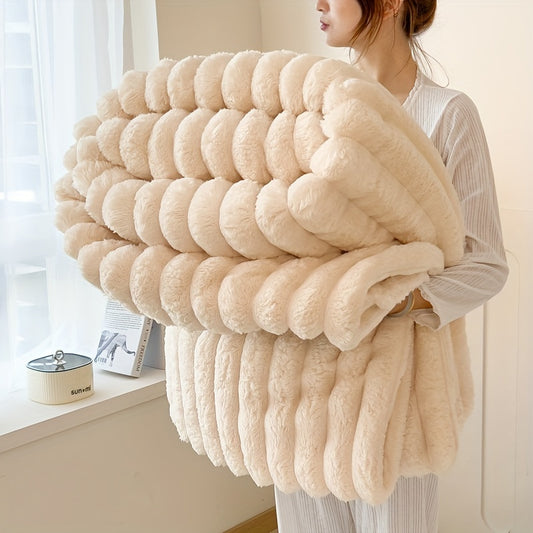 Snuggle in Style: Luxe Faux Rabbit Fur Throw Blanket – Ultra Soft, Warm & Versatile for Every Season!