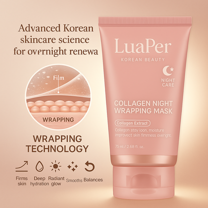 LuaPer Collagen Night Wrapping Mask | Korean Anti-Aging Treatment for Elasticity & Hydration | Reduces Sagging for Glowing Skin