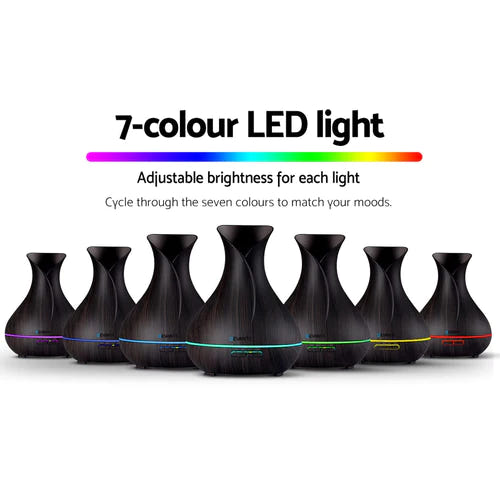 550ML Ultrasonic Essential Oil Diffuser - Wood Grain Air Humidifier & Aromatherapy Diffuser with Auto Shut-Off Function for Home, Office, Yoga Room