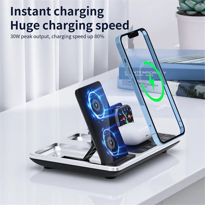4-in-1 Wireless Charger LuaPer R11: Fast-Charging Station with Ambient Light - Charge All Your Devices in One Go!