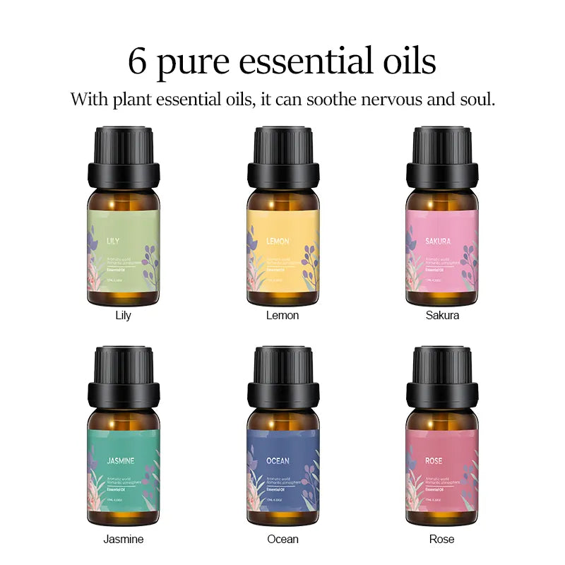 Essential oil 100% Aroma Diffuser Essential Oil Set 6 Bottles Natural Essential Oil