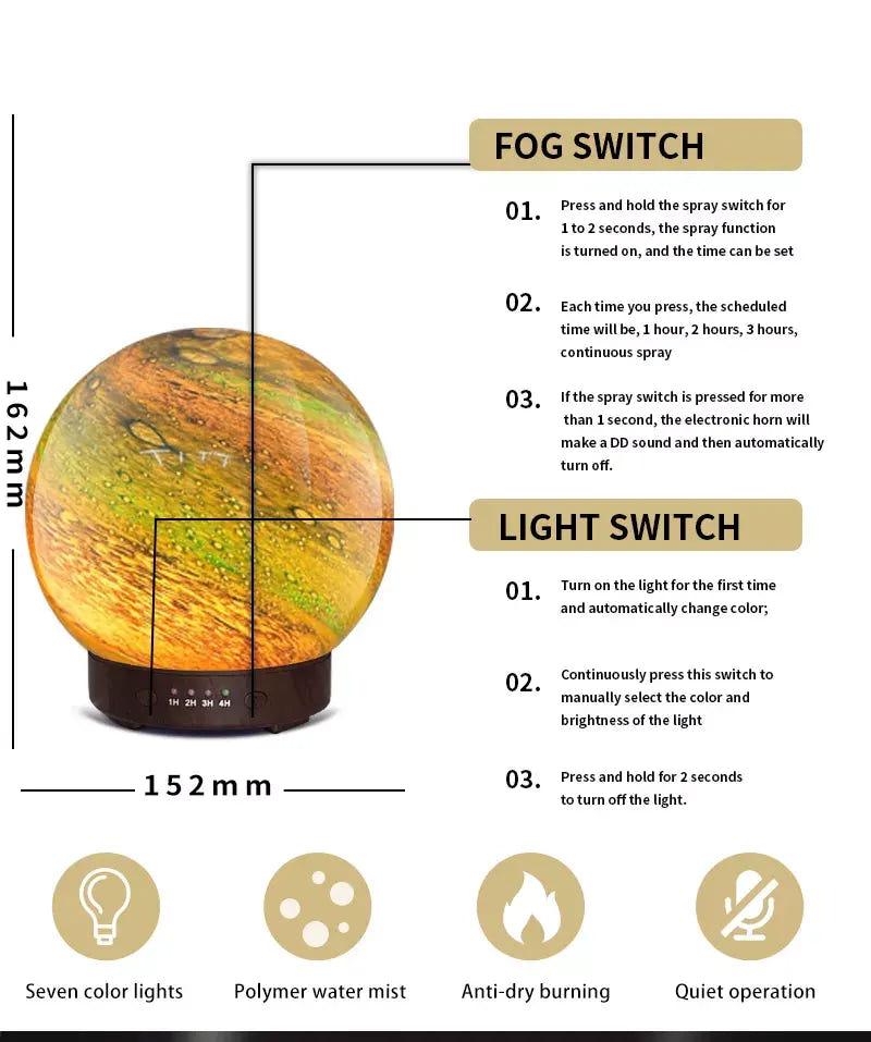 3D-Printed Earth Design Cool Mist LED Humidifier & Aroma Diffuser - Ultimate Home Comfort