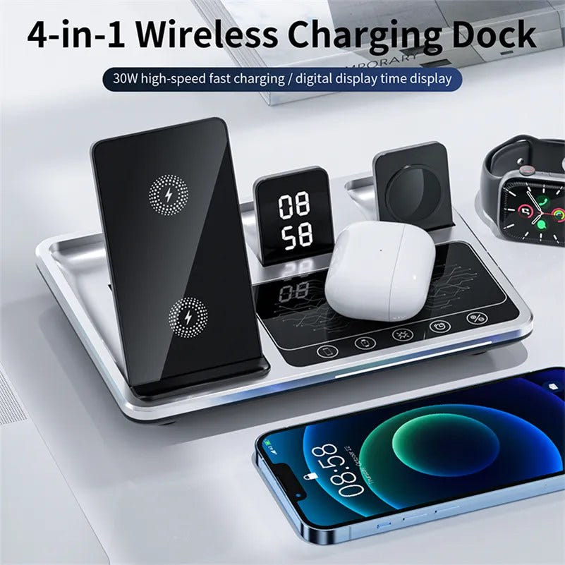 4-in-1 Wireless Charger LuaPer R11: Fast-Charging Station with Ambient Light - Charge All Your Devices in One Go!
