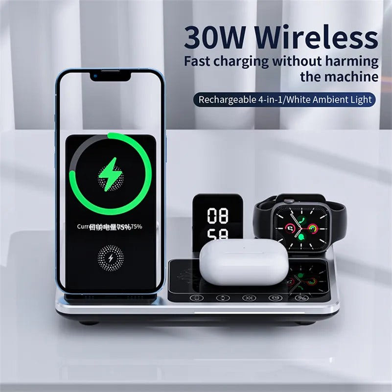4-in-1 Wireless Charger LuaPer R11: Fast-Charging Station with Ambient Light - Charge All Your Devices in One Go!