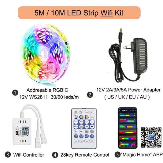 Dream Color RGBIC LED Strip Lights Kit WS2815, 10m/32.8ft, by LuaPer: IP20 Waterproof, Voice & App Control, Music Sync, Multiple Colors. Linkable and Perfect for Home & Party Decor | 2023 Edition