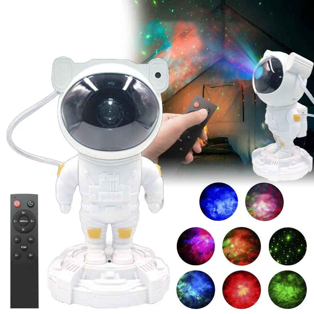 Astronaut Starry Sky Projector Lamp: Rechargeable Galaxy Light with Custom Atmospheres | LuaPer