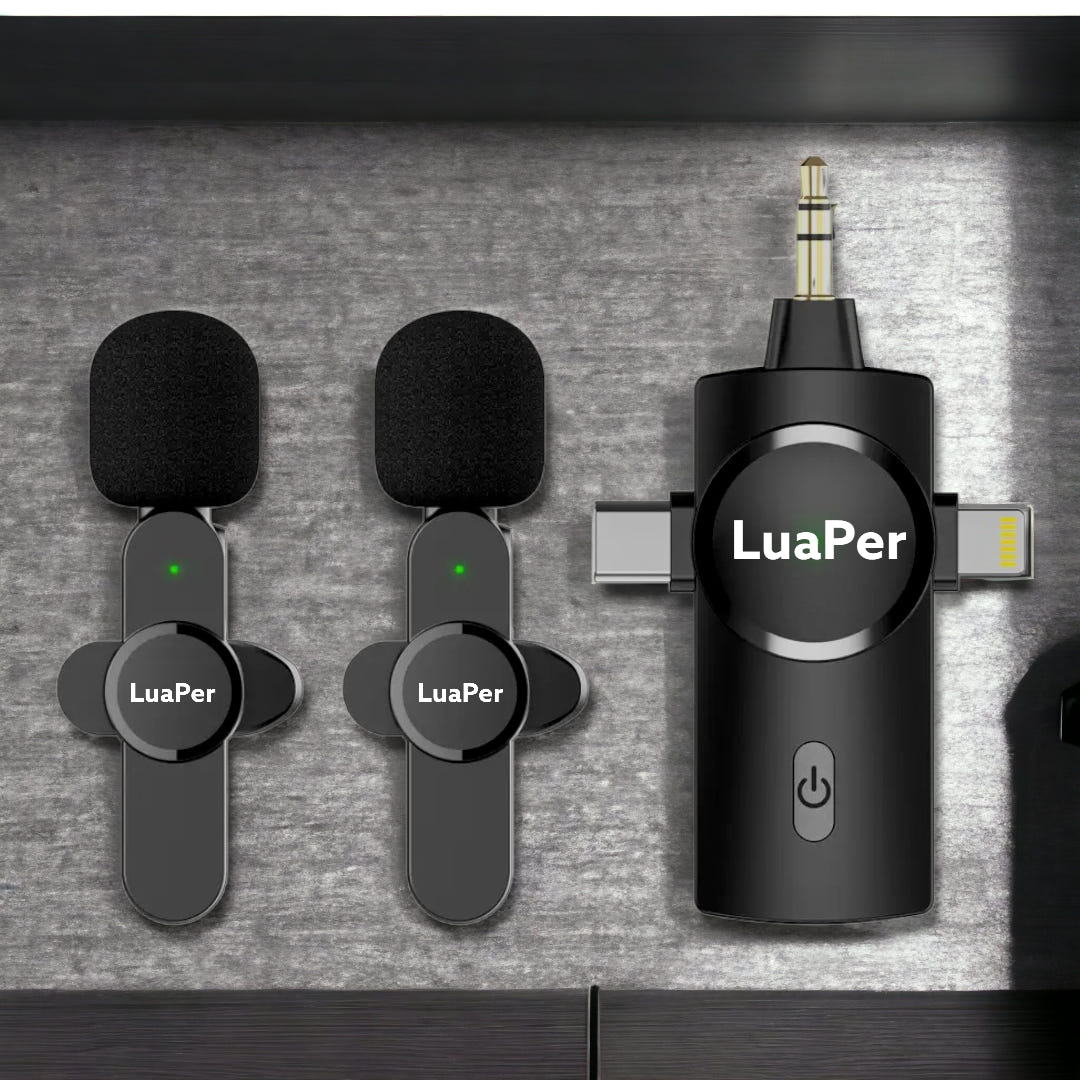 3-in-1 Wireless Lavalier Microphone with Noise Cancellation – Universal Compatibility for Content Creators & Live Streaming
