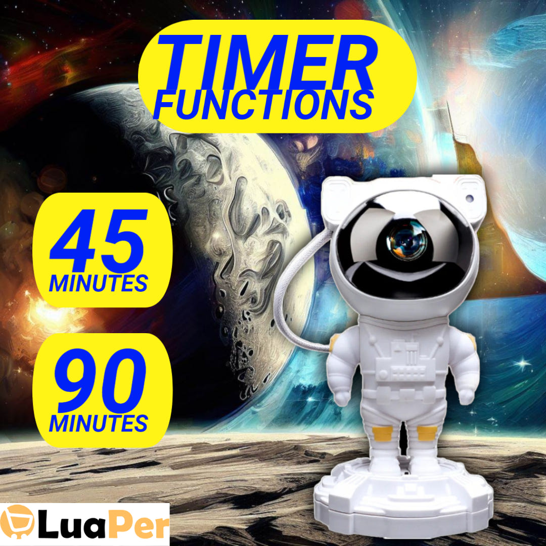 Astronaut Starry Sky Projector Lamp: Rechargeable Galaxy Light with Custom Atmospheres | LuaPer