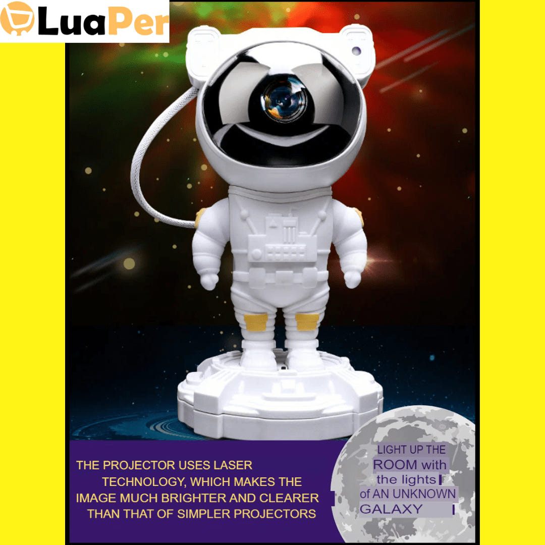Astronaut Starry Sky Projector Lamp: Rechargeable Galaxy Light with Custom Atmospheres | LuaPer