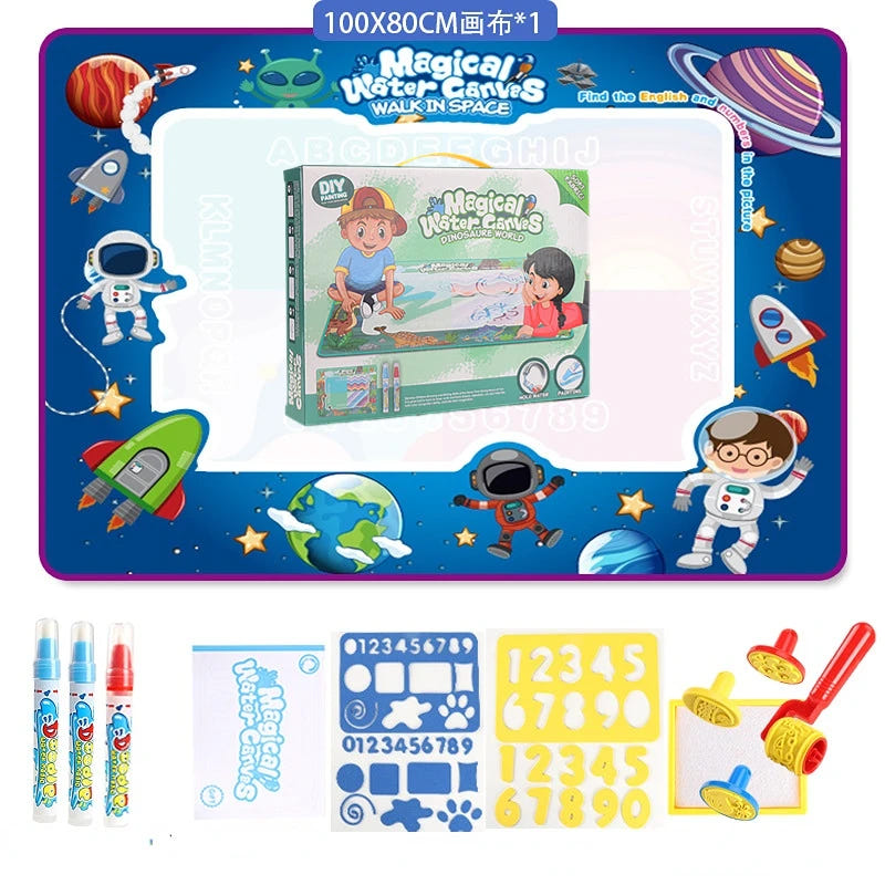 Luaper Magic Water Drawing Mat | Large 100x80cm Mess-Free Doodle Board with Reusable Pens | Montessori Educational Toy for Kids 3-12