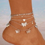7pc/set Bohemian Rice Beads Starfish Pendant Anklet Set Fashion Summer Beach Sea Shell Multilayer Ankle Bracelet On Foot Jewelry