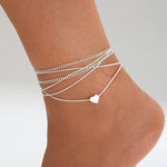 7pc/set Bohemian Rice Beads Starfish Pendant Anklet Set Fashion Summer Beach Sea Shell Multilayer Ankle Bracelet On Foot Jewelry
