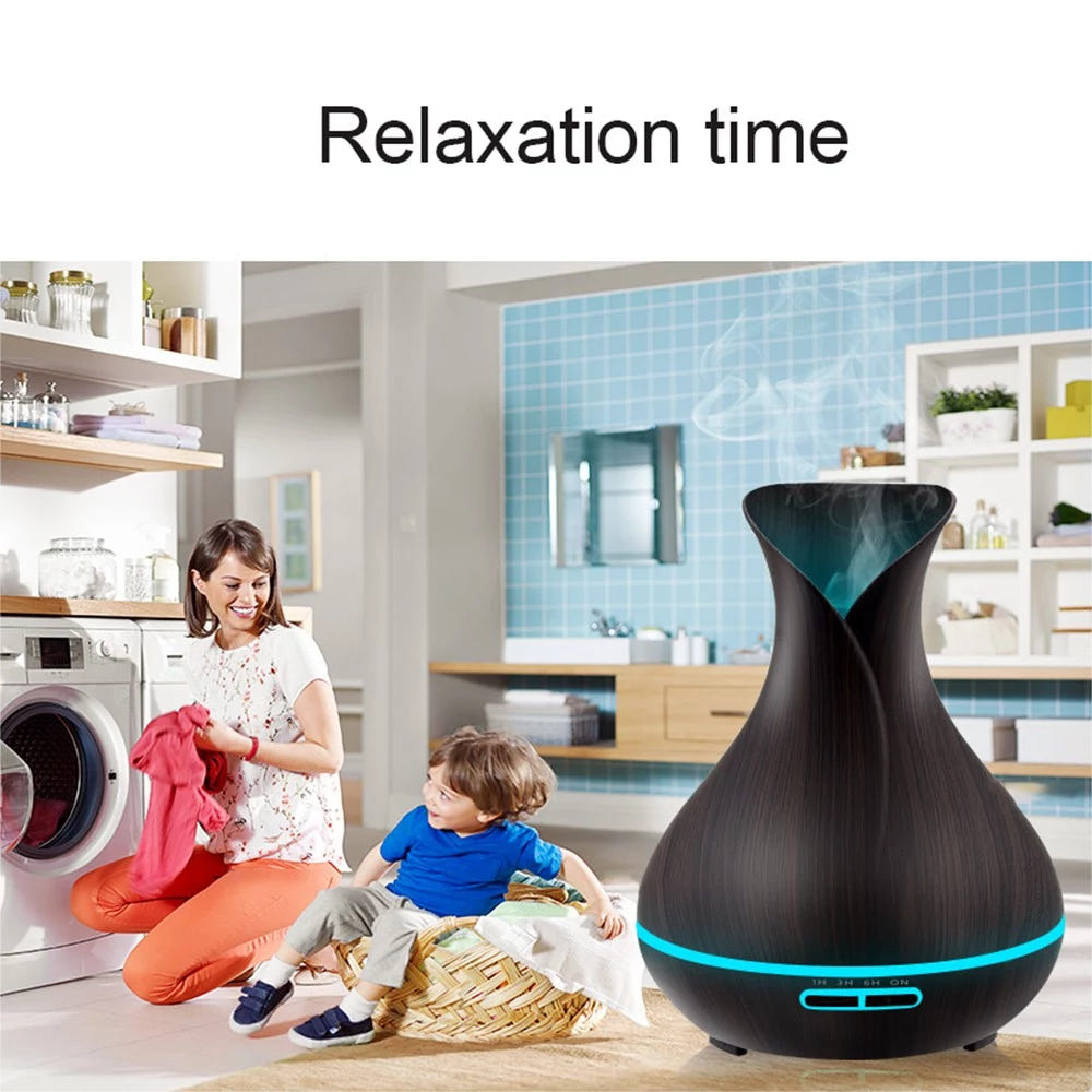 550ML Ultrasonic Essential Oil Diffuser - Wood Grain Air Humidifier & Aromatherapy Diffuser with Auto Shut-Off Function for Home, Office, Yoga Room