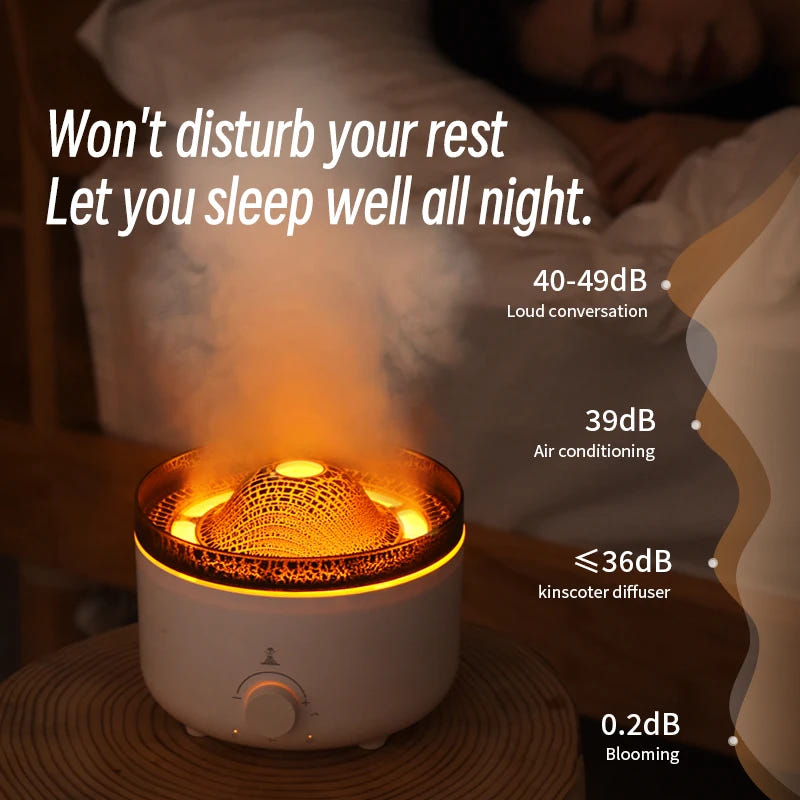 Flame Air Diffuser Volcano - Ultrasonic Oil Aroma Diffuser, 560ml Large Capacity, Auto Shut-off Protection, Ideal for Home, Office, Yoga or Gym - V21-B