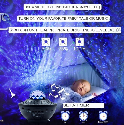 3-in-1 Galaxy Star Projector 2.0 - LED Night Light & Music Player - Experience the Cosmos with LuaPer - Available in Black & White