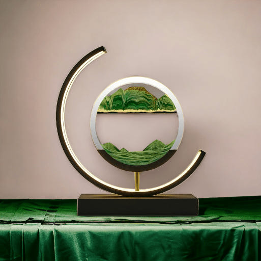 Sand Art Lamp: LED Hourglass Table Lamp with 3D Art Display, Stand & Remote - Perfect Tranquil Home Decor