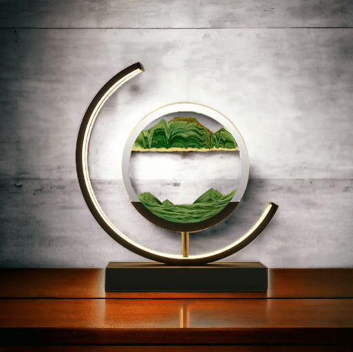 Sand Art Lamp: LED Hourglass Table Lamp with 3D Art Display, Stand & Remote - Perfect Tranquil Home Decor