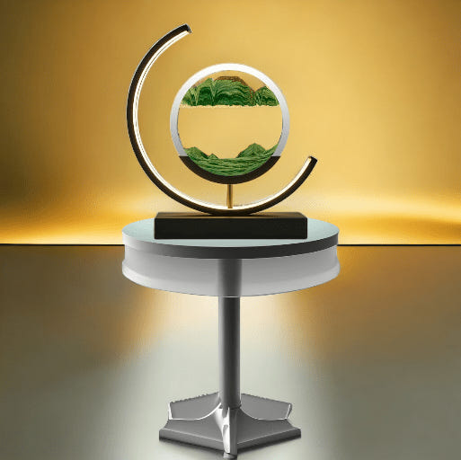 Sand Art Lamp: LED Hourglass Table Lamp with 3D Art Display, Stand & Remote - Perfect Tranquil Home Decor