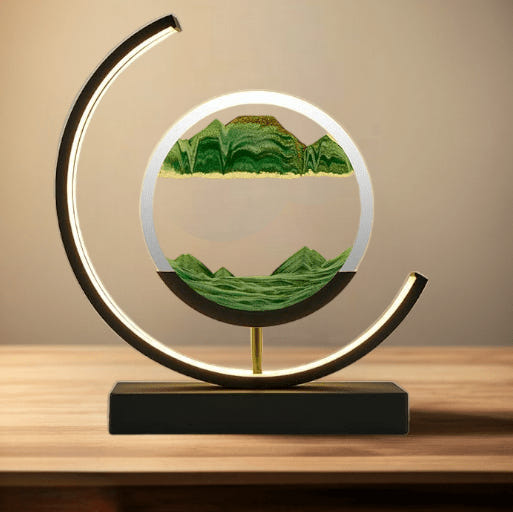 Sand Art Lamp: LED Hourglass Table Lamp with 3D Art Display, Stand & Remote - Perfect Tranquil Home Decor