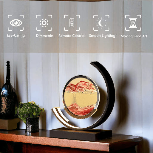 Sand Art Lamp: LED Hourglass Table Lamp with 3D Art Display, Stand & Remote - Perfect Tranquil Home Decor