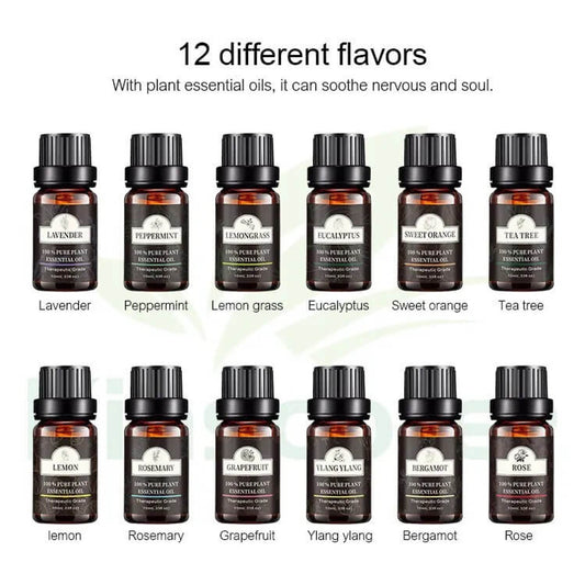 100% Pure Plants Fragrance Essential Oil Set 10ml Aromatherapy Diffusers 12 Bottles Natural Essential Oil