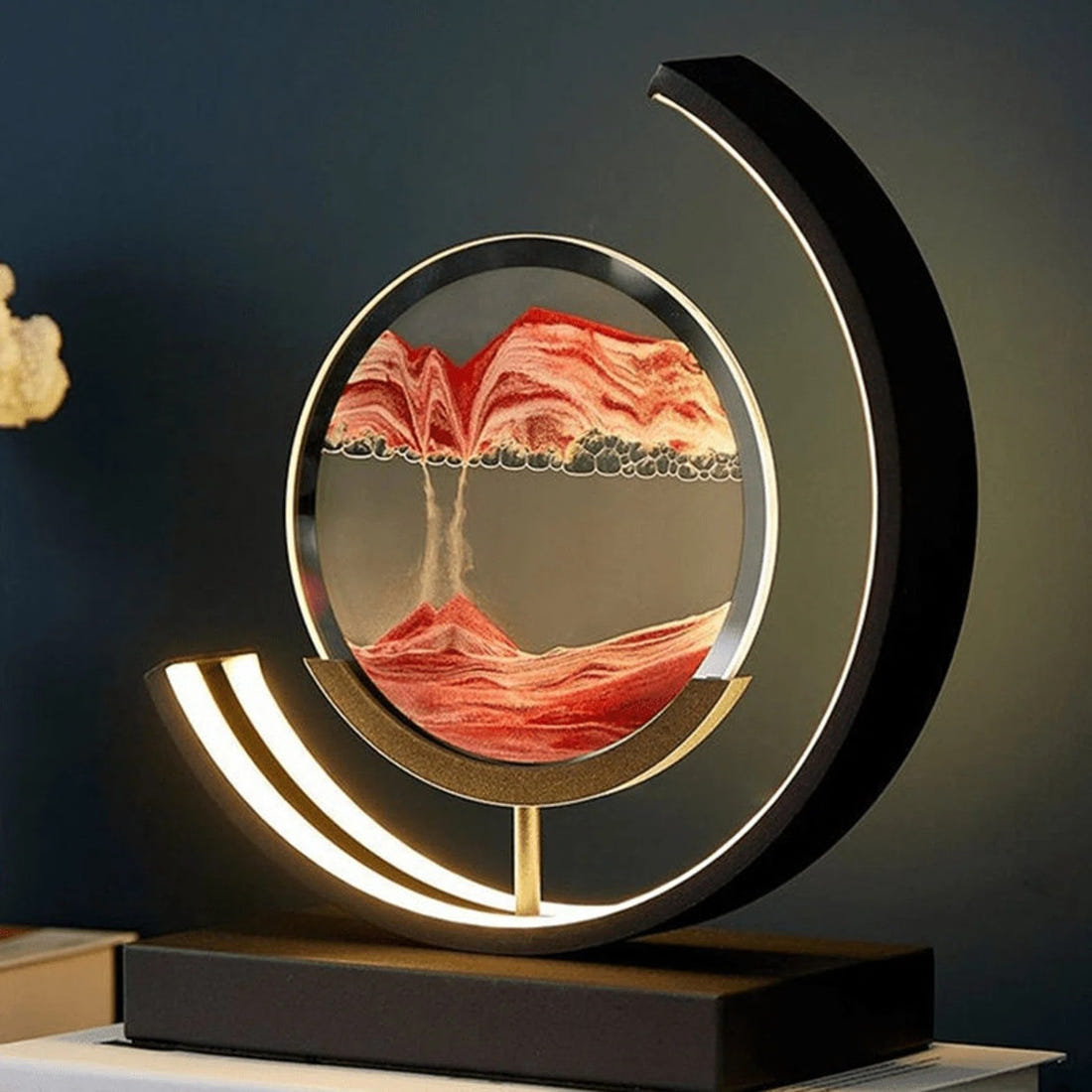Sand Art Lamp: LED Hourglass Table Lamp with 3D Art Display, Stand & Remote - Perfect Tranquil Home Decor
