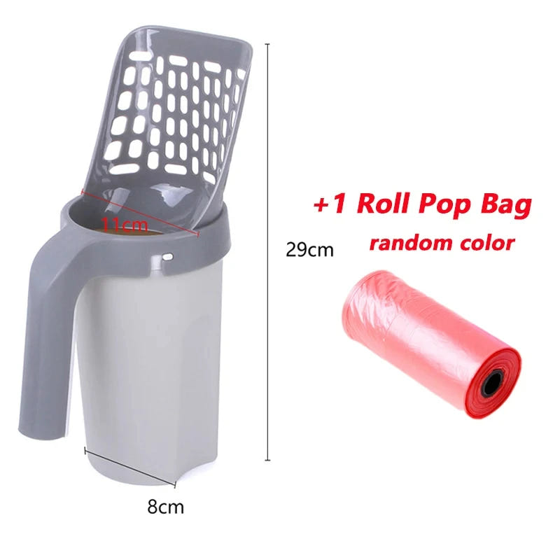 Cat Litter Shovel with Waste Bags Self Cleaning Cats Litter Scooper Portable Cat Litter Box Cleaning Tool Pet Cat Supplies