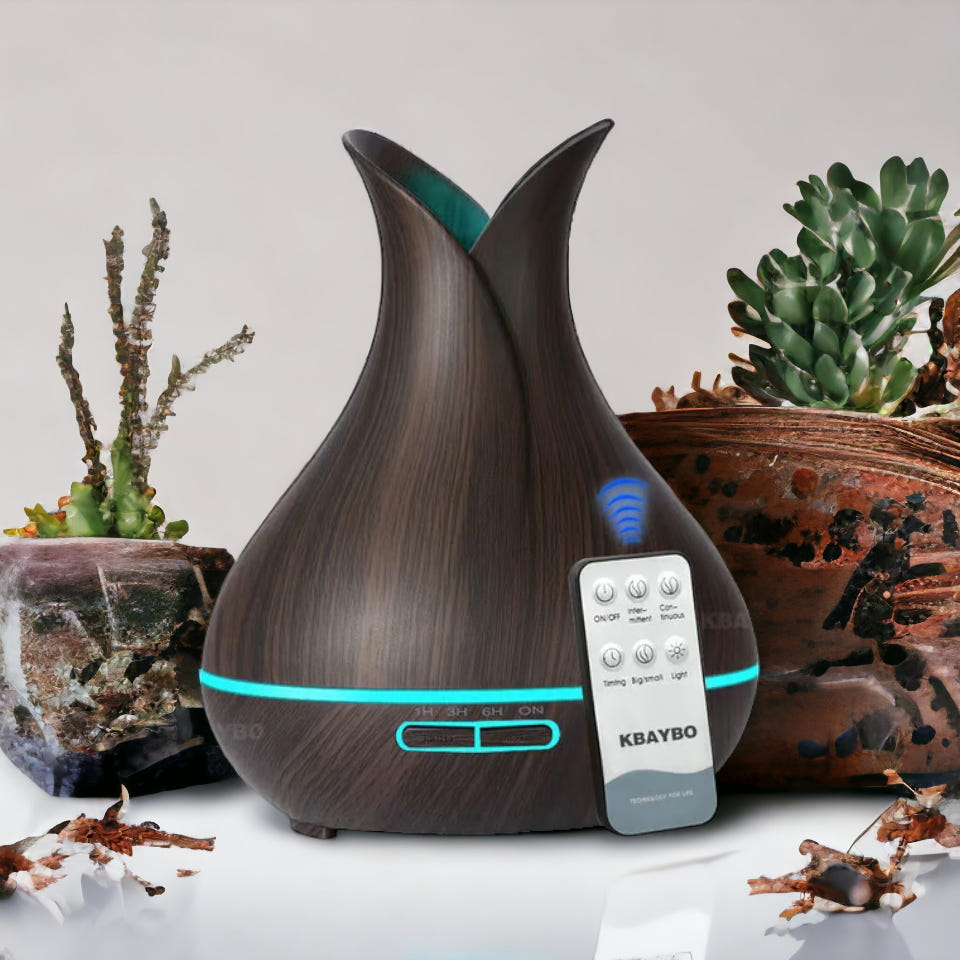 550ML Ultrasonic Essential Oil Diffuser - Wood Grain Air Humidifier & Aromatherapy Diffuser with Auto Shut-Off Function for Home, Office, Yoga Room