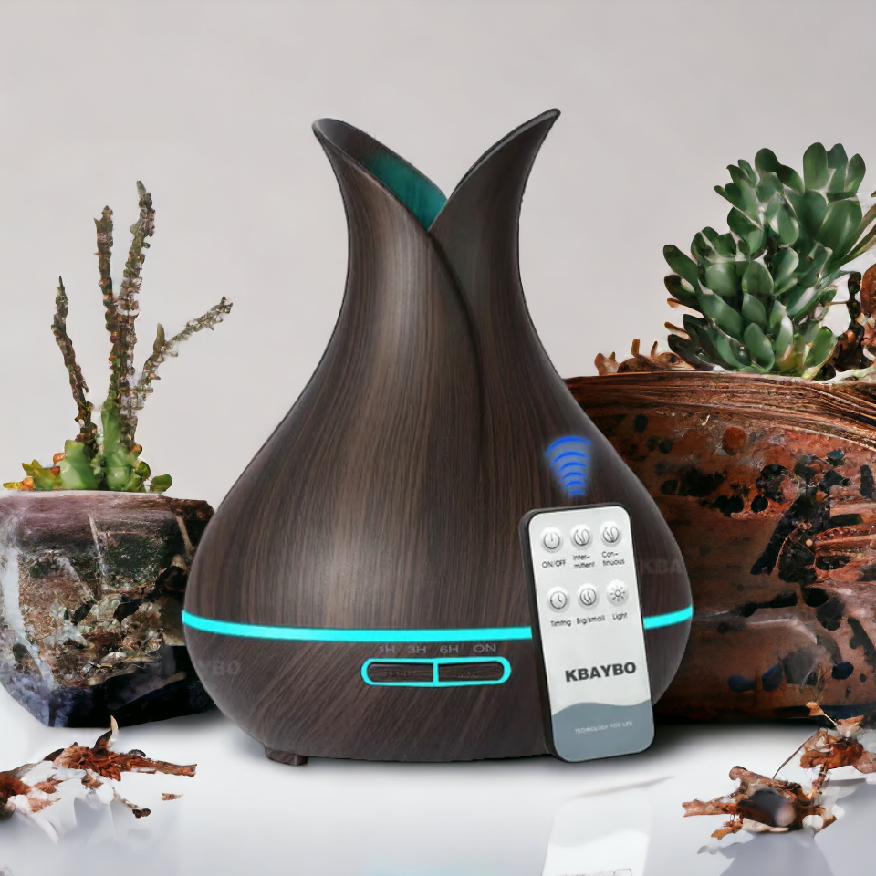 550ML Ultrasonic Essential Oil Diffuser - Wood Grain Air Humidifier & Aromatherapy Diffuser with Auto Shut-Off Function for Home, Office, Yoga Room